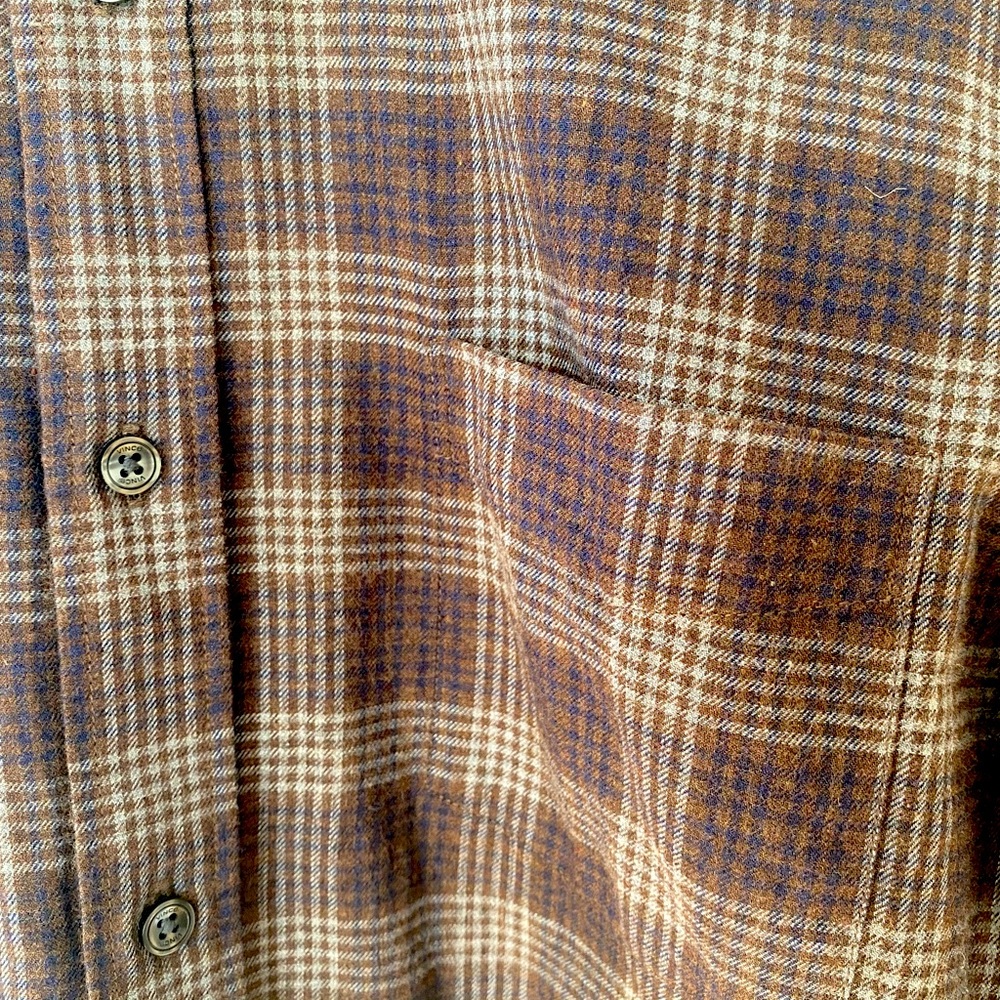 VINCE. plaid button down shirt (S)